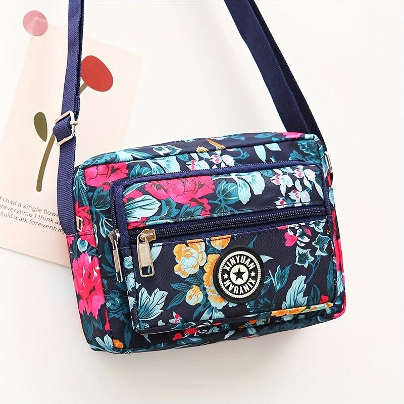 Floral Pattern Crossbody Bag Nylon Shoulder Bag