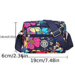 Floral Pattern Crossbody Bag Nylon Shoulder Bag