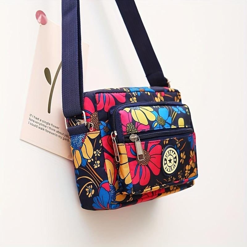 Floral Pattern Crossbody Bag Nylon Shoulder Bag