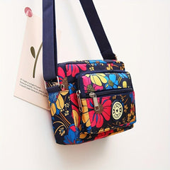 Floral Pattern Crossbody Bag Nylon Shoulder Bag
