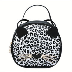 Glitter Sequins Leopard Print Crossbody Bag Round Handbag Shoulder Purse