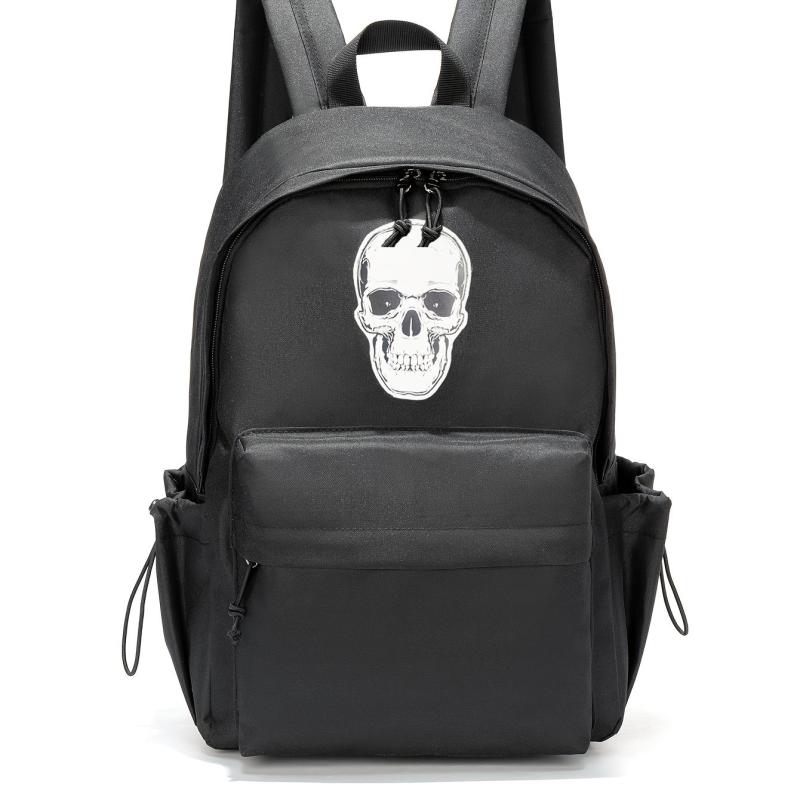 Skull Pattern Zipper Backpack Large Capacity Backpack For School