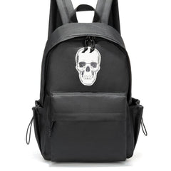 Skull Pattern Zipper Backpack Large Capacity Backpack For School