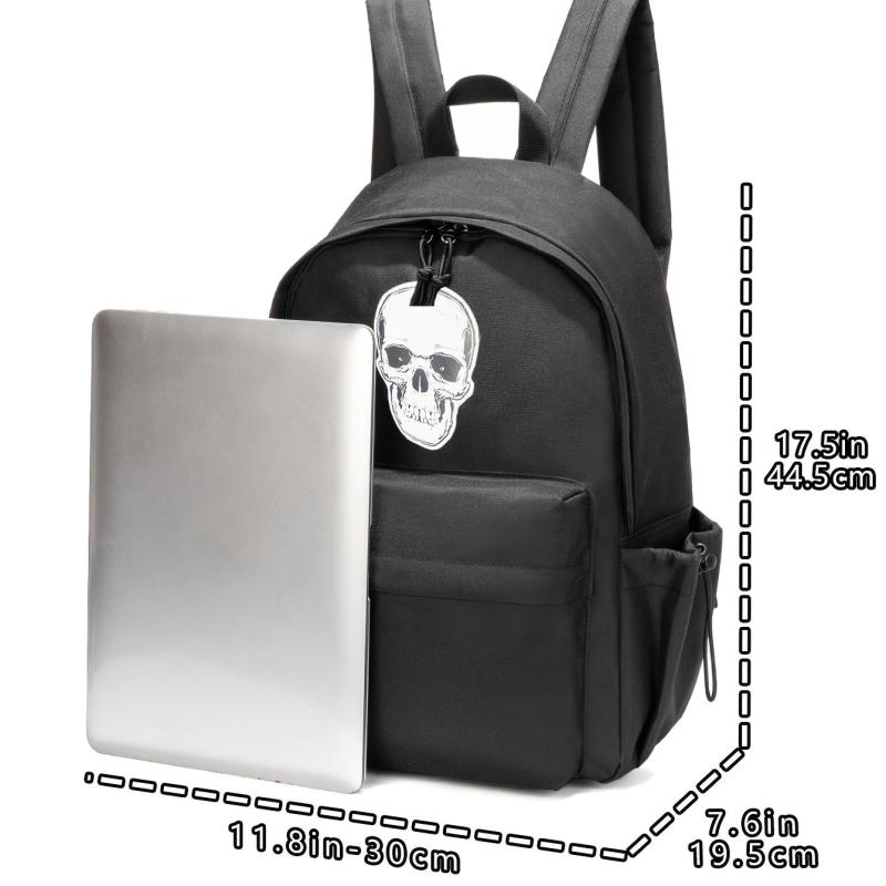 Skull Pattern Zipper Backpack Large Capacity Backpack For School