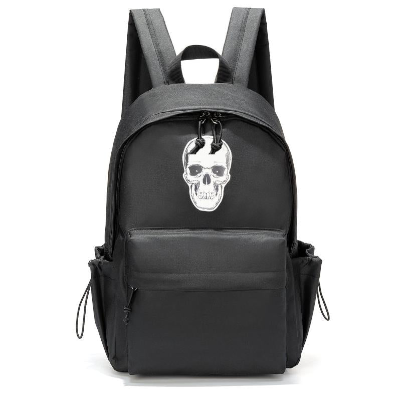 Skull Pattern Zipper Backpack Large Capacity Backpack For School