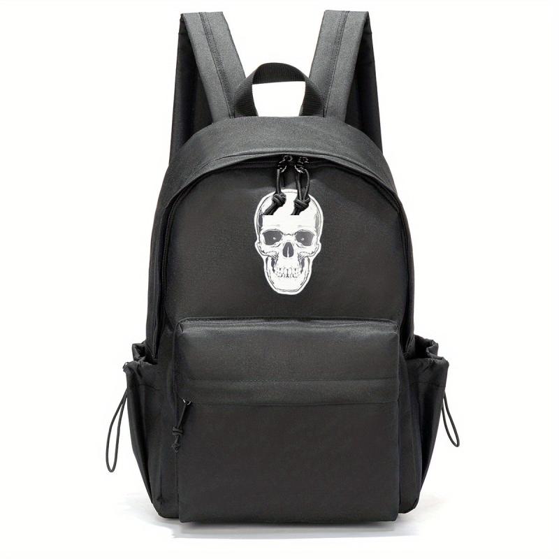 Skull Pattern Zipper Backpack Large Capacity Backpack For School
