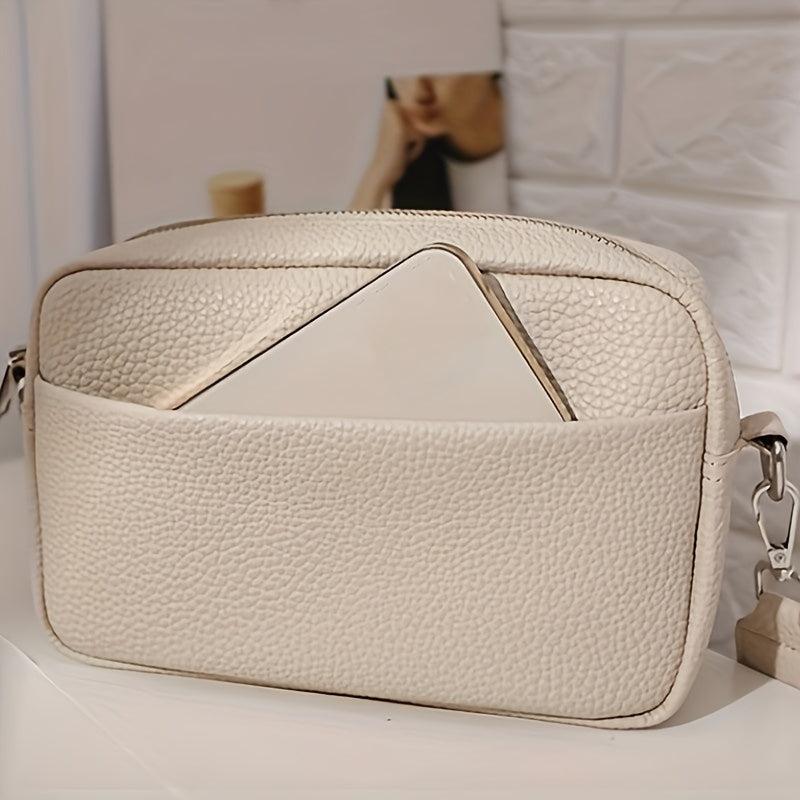 Small Litchi Pattern Crossbody Bag Square Purse Women's PU Leather Shoulder Bag