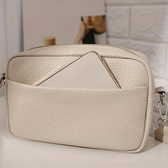 Small Litchi Pattern Crossbody Bag Square Purse Women's PU Leather Shoulder Bag