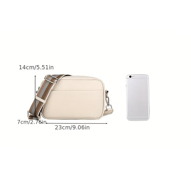 Small Litchi Pattern Crossbody Bag Square Purse Women's PU Leather Shoulder Bag