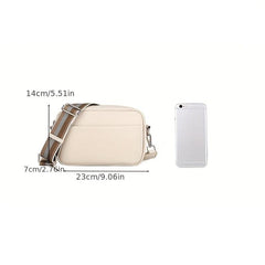 Small Litchi Pattern Crossbody Bag Square Purse Women's PU Leather Shoulder Bag