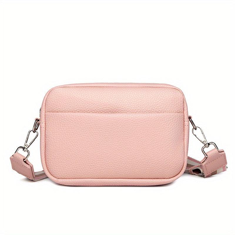 Small Litchi Pattern Crossbody Bag Square Purse Women's PU Leather Shoulder Bag