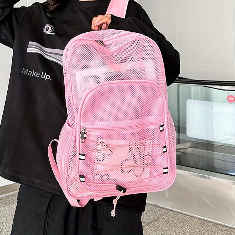 Heavy Duty Mesh Backpack See Through College Student Backpack