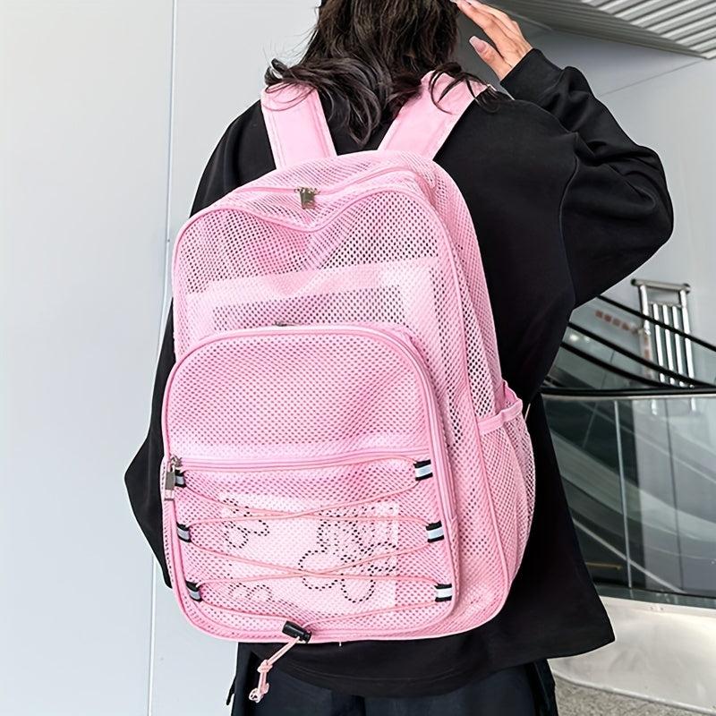 Heavy Duty Mesh Backpack See Through College Student Backpack