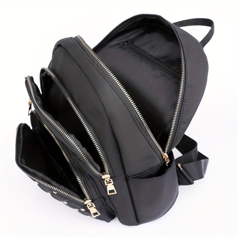 Quilted Rivets Decor Rucksack Zipper Women's Travel Backpack