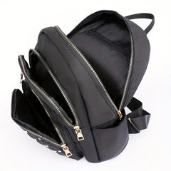 Quilted Rivets Decor Rucksack Zipper Women's Travel Backpack