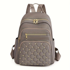 Quilted Rivets Decor Rucksack Zipper Women's Travel Backpack