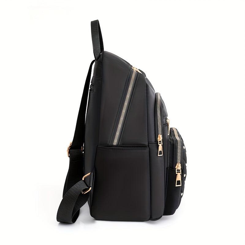Quilted Rivets Decor Rucksack Zipper Women's Travel Backpack