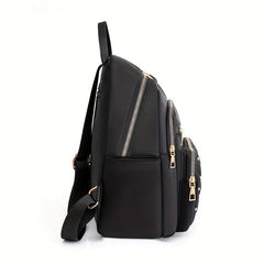 Quilted Rivets Decor Rucksack Zipper Women's Travel Backpack