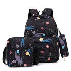 3PCS Large Capacity Backpack Set Preppy Back To School Daypack Travel Knapsack