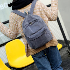 Large Capacity Corduroy Backpack with Adjustable Strap for Student