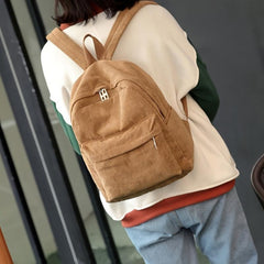 Large Capacity Corduroy Backpack with Adjustable Strap for Student