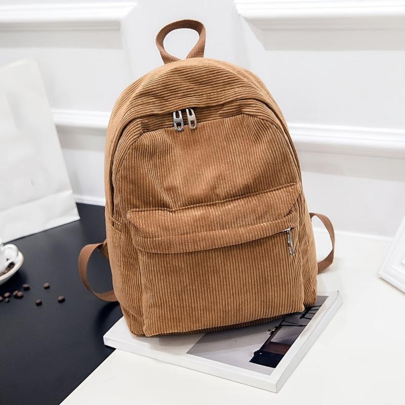 Large Capacity Corduroy Backpack with Adjustable Strap for Student