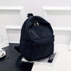 Large Capacity Corduroy Backpack with Adjustable Strap for Student