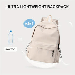 Minimalist Preppy Backpack Solid Color Zipper School Bag Travel Daypack