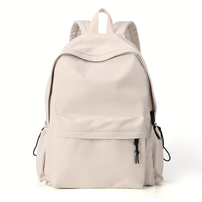 Minimalist Preppy Backpack Solid Color Zipper School Bag Travel Daypack