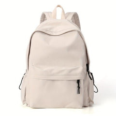 Minimalist Preppy Backpack Solid Color Zipper School Bag Travel Daypack