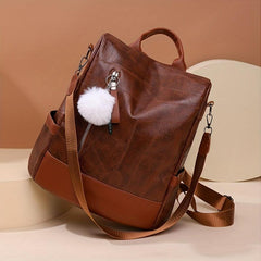 Vintage Anti Theft Backpack PU Leather School Bag Women's Daypack