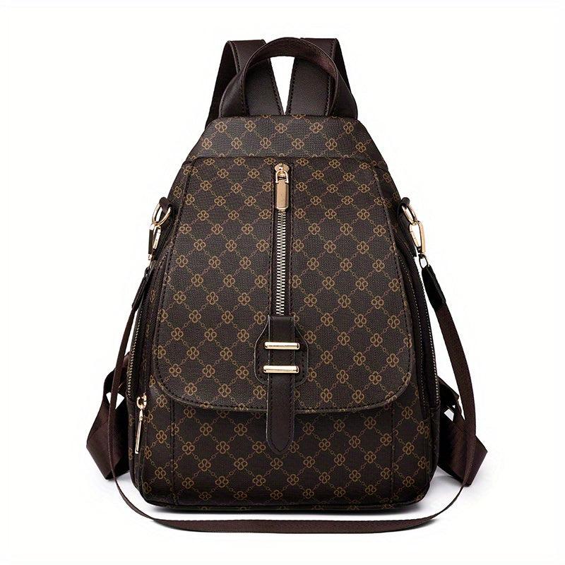 Zipper Front Flap Backpack Purse Two-way Shoulder Bag Women's Daypack