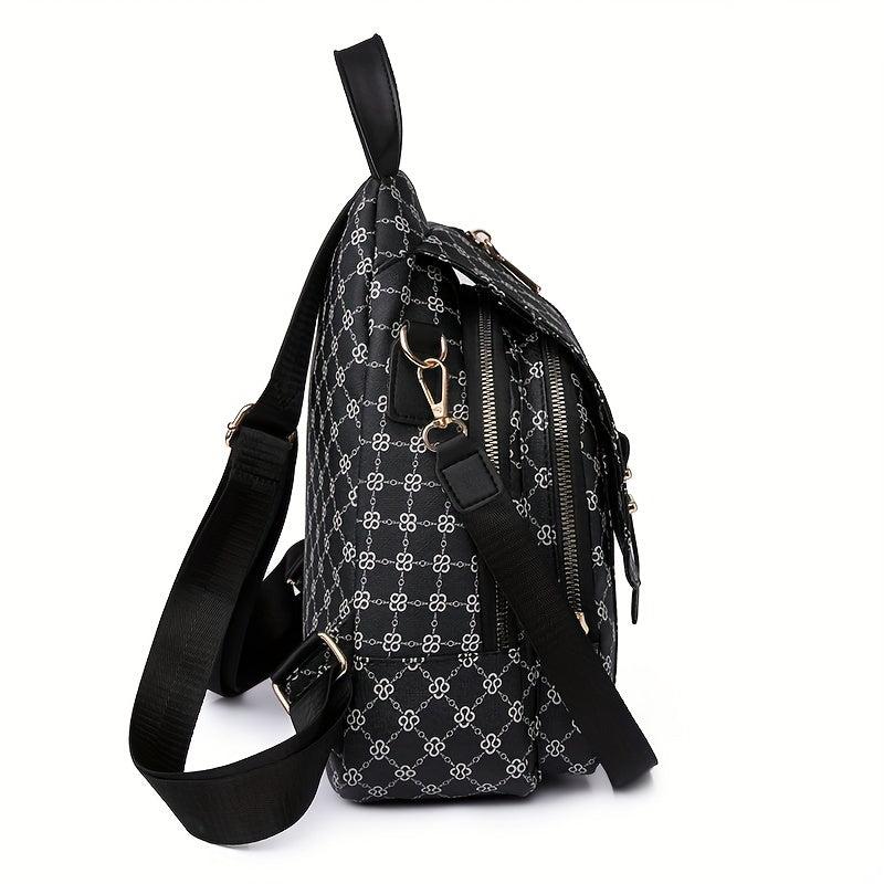 Zipper Front Flap Backpack Purse Two-way Shoulder Bag Women's Daypack