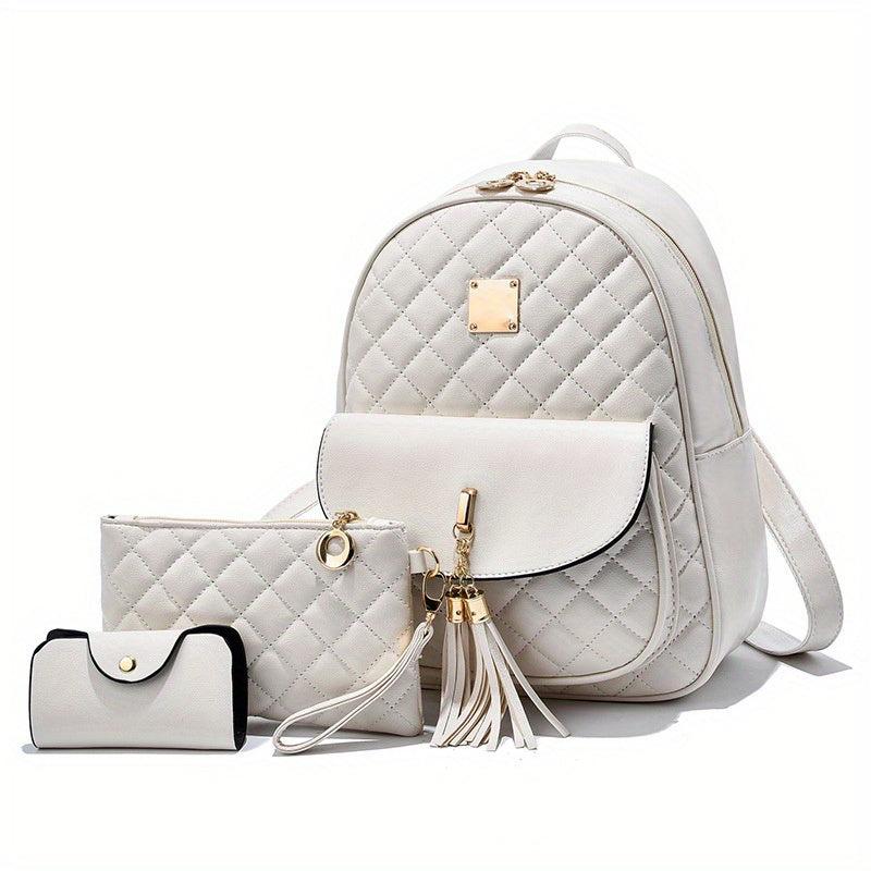 3-Pc Classic Bag Set: Argyle Backpack, Clutch Pouch, Card Case