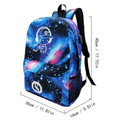 Luminous Star Pattern School Bag Large Capacity Zipper Backpack