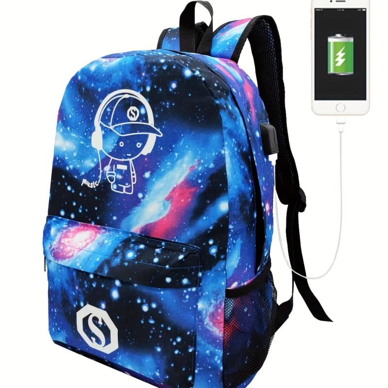 Luminous Star Pattern School Bag Large Capacity Zipper Backpack