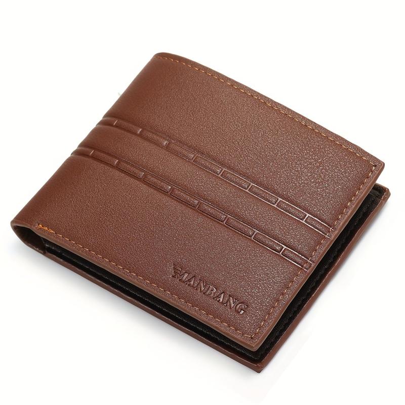 Men's Leather Short Wallet Money Clip Card Holder Horizontal Wallet Coin Pocket