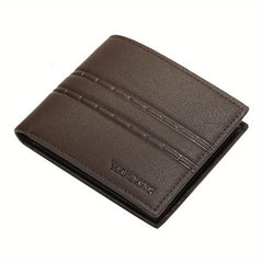 Men's Leather Short Wallet Money Clip Card Holder Horizontal Wallet Coin Pocket