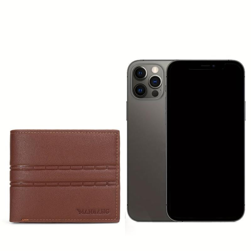 Men's Leather Short Wallet Money Clip Card Holder Horizontal Wallet Coin Pocket