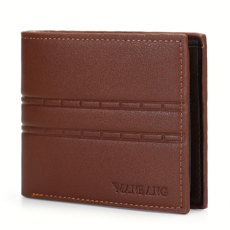 Men's Leather Short Wallet Money Clip Card Holder Horizontal Wallet Coin Pocket