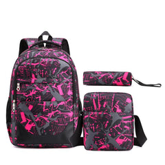 Men's Backpack Student Bag Three Piece Set Outdoor Travel Mountaineering Bag