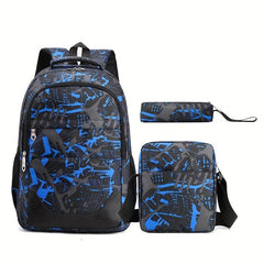 Men's Backpack Student Bag Three Piece Set Outdoor Travel Mountaineering Bag