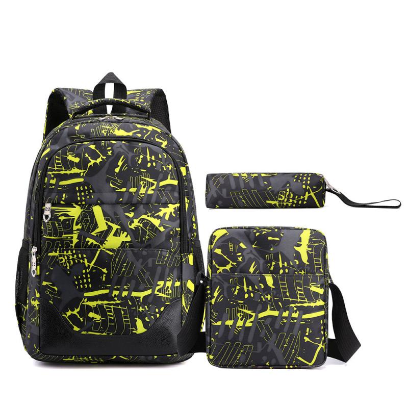 Men's Backpack Student Bag Three Piece Set Outdoor Travel Mountaineering Bag