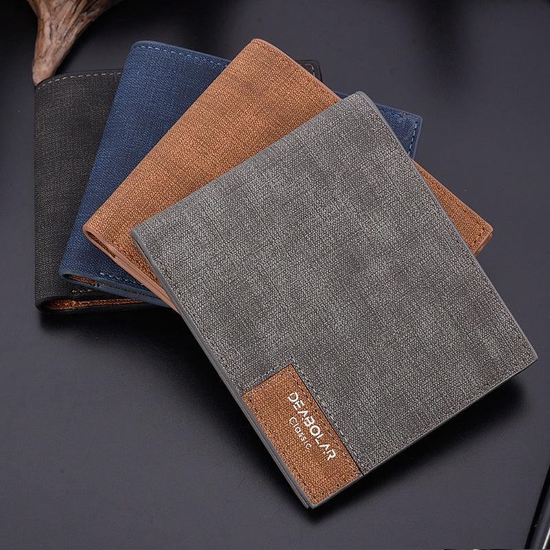 Men's Leather Short Wallet Slim Money Clip Card Holder Vintage