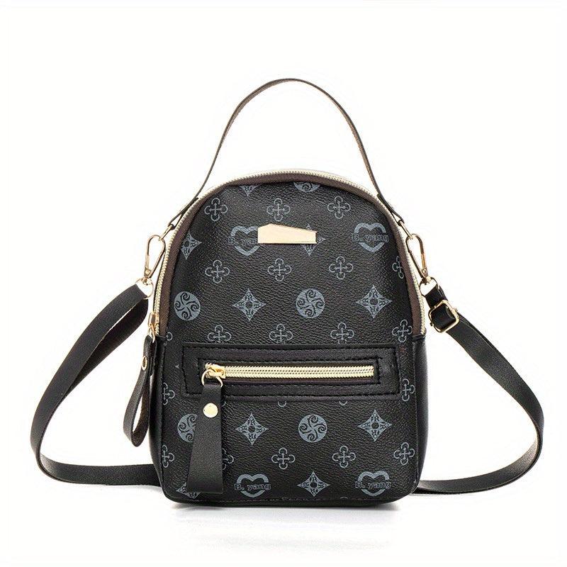 Mini Floral Printed PU Leather Backpack for Women