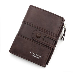 Men's Leather Short Wallet Money Clip Card Holder Zipper Coin Purse