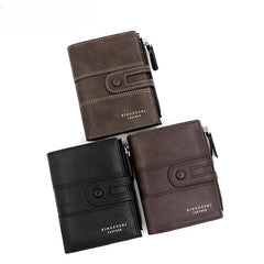 Men's Leather Short Wallet Money Clip Card Holder Zipper Coin Purse