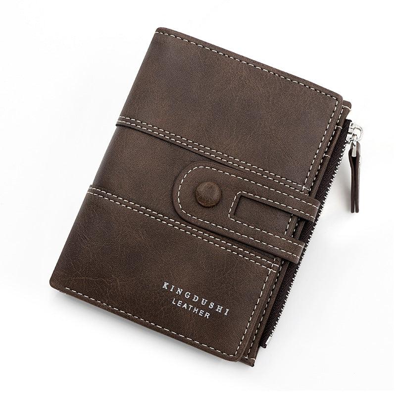 Men's Leather Short Wallet Money Clip Card Holder Zipper Coin Purse