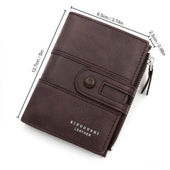 Men's Leather Short Wallet Money Clip Card Holder Zipper Coin Purse