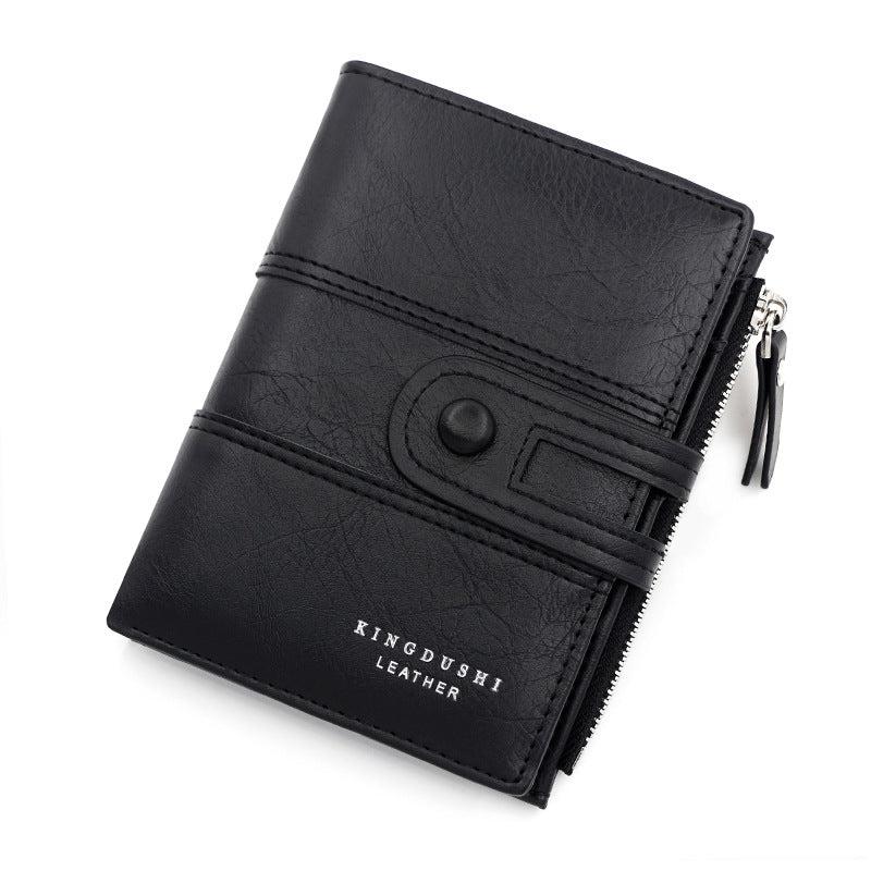 Men's Leather Short Wallet Money Clip Card Holder Zipper Coin Purse